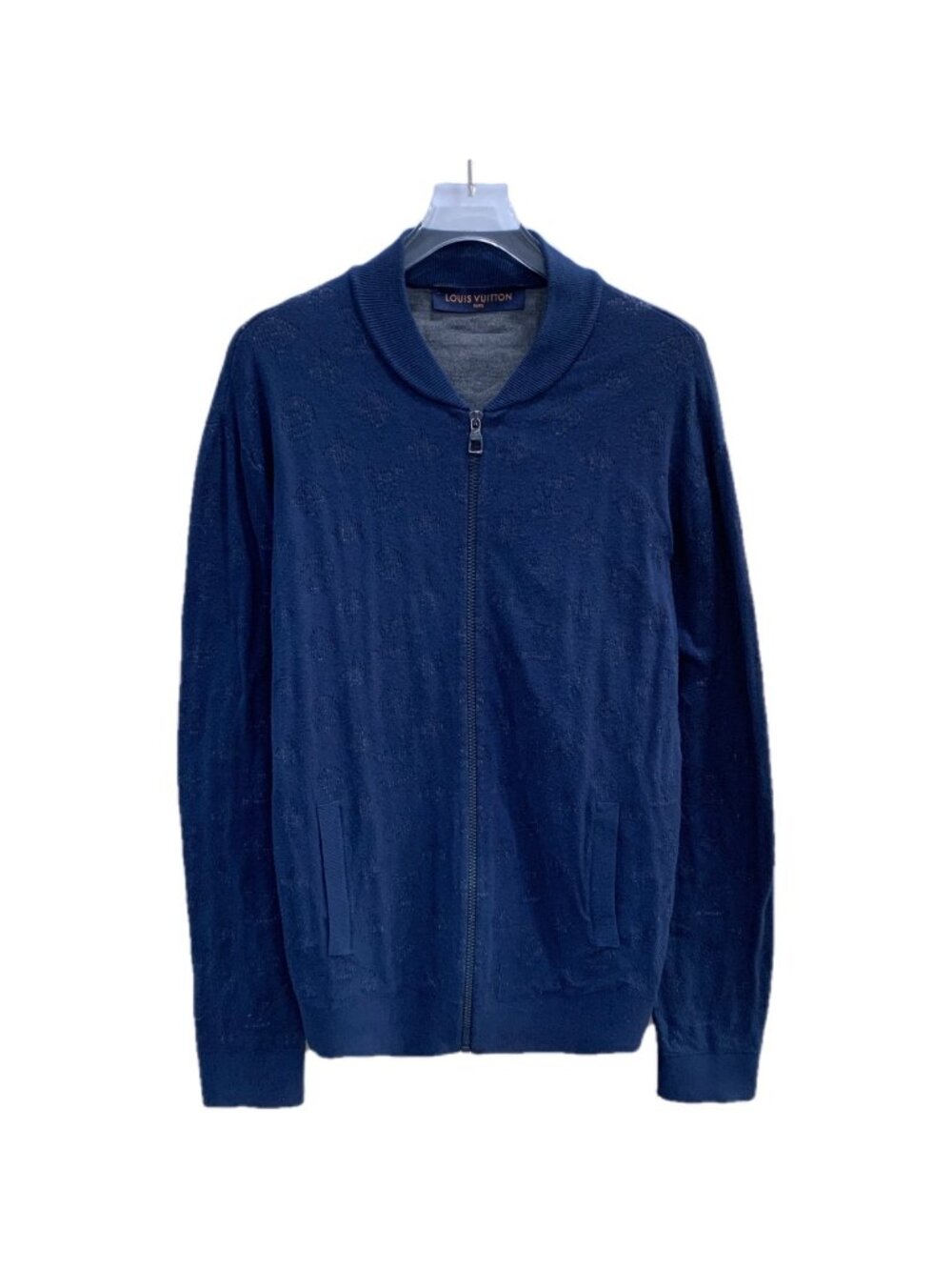 Louis Vuitton Navy Logo Jacquard Monogram Zip-Up Jacket